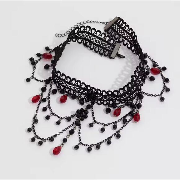 Elegant Gothic Lace Choker Collar Necklace Victorian Halloween Fashion Jewelry - Picture 4 of 4